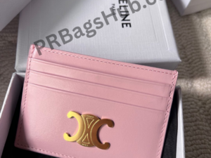 pink-card-holder-wallet-front-with-gold-logo-on-luxury-box-packaging
