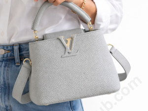 louis-vuitton-grey-leather-designer-handbag-with-gold-lv-logo-for-women