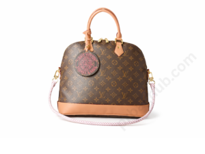 louis-vuitton-inspired-monogram-dome-handbag-brown-canvas-leather-trim-top-handle-white-background