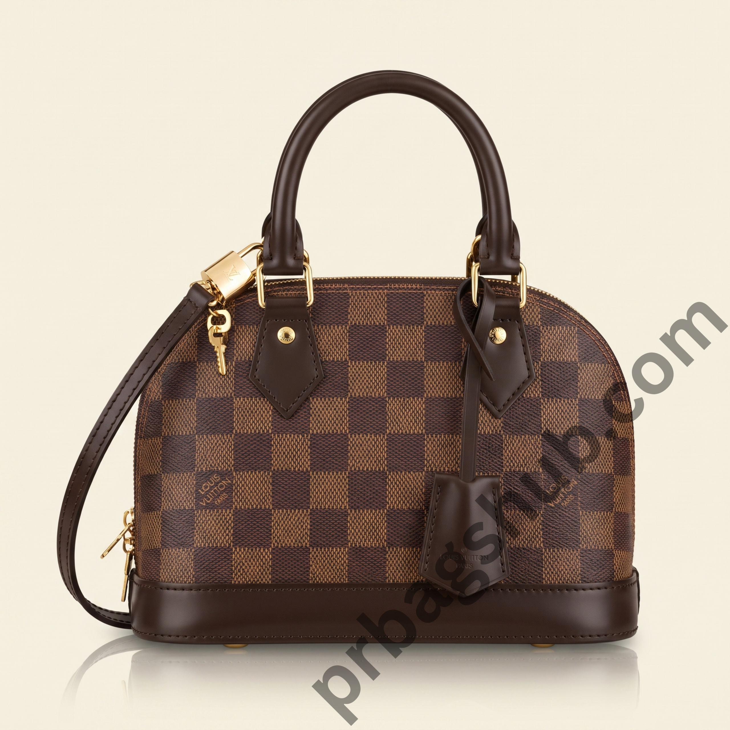 louis-vuitton-alma-bb-inspired-top-handle-and-crossbody-handbag-with-brown-checkered-canvas-gold-lock-detail-and-adjustable-strap-white-background